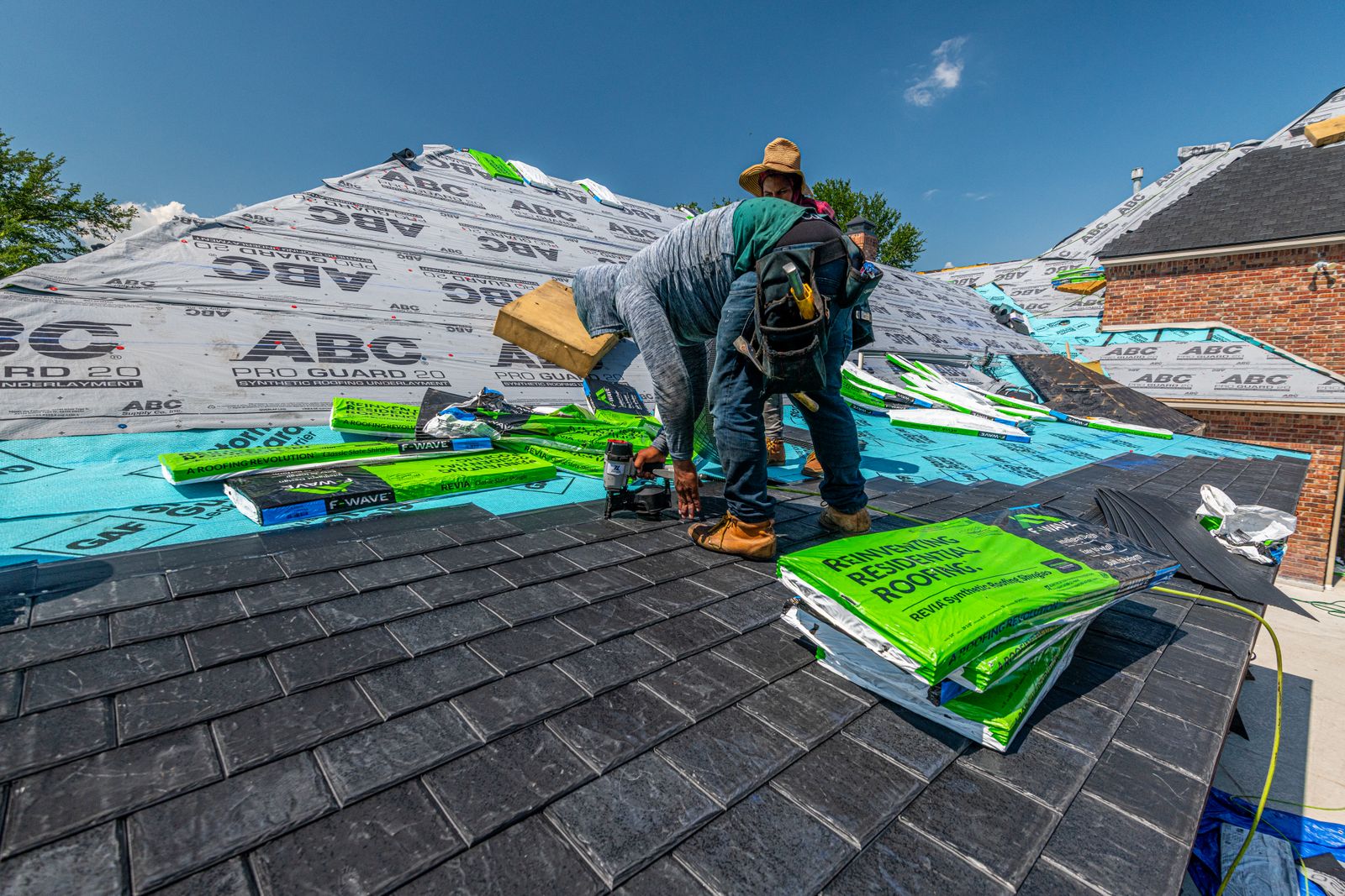 Representative Pexels stock photo of roof installation on a brick house; not an Eagle Star project